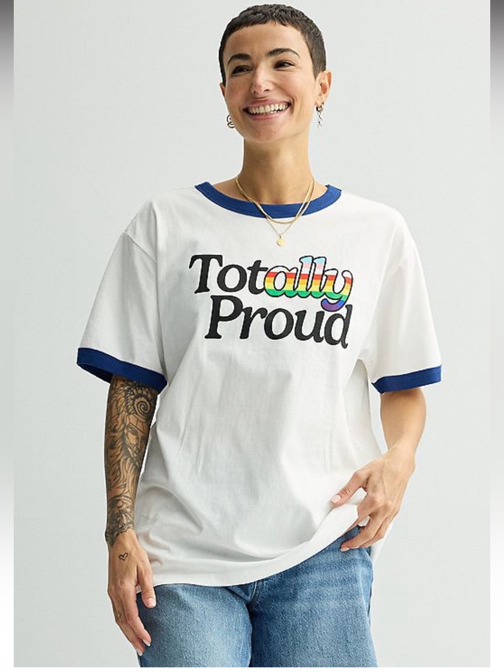 NEW TotALLY Proud T-Shirt Rainbow White LGBTQIA GAY PRIDE PARADE TEE Size Small